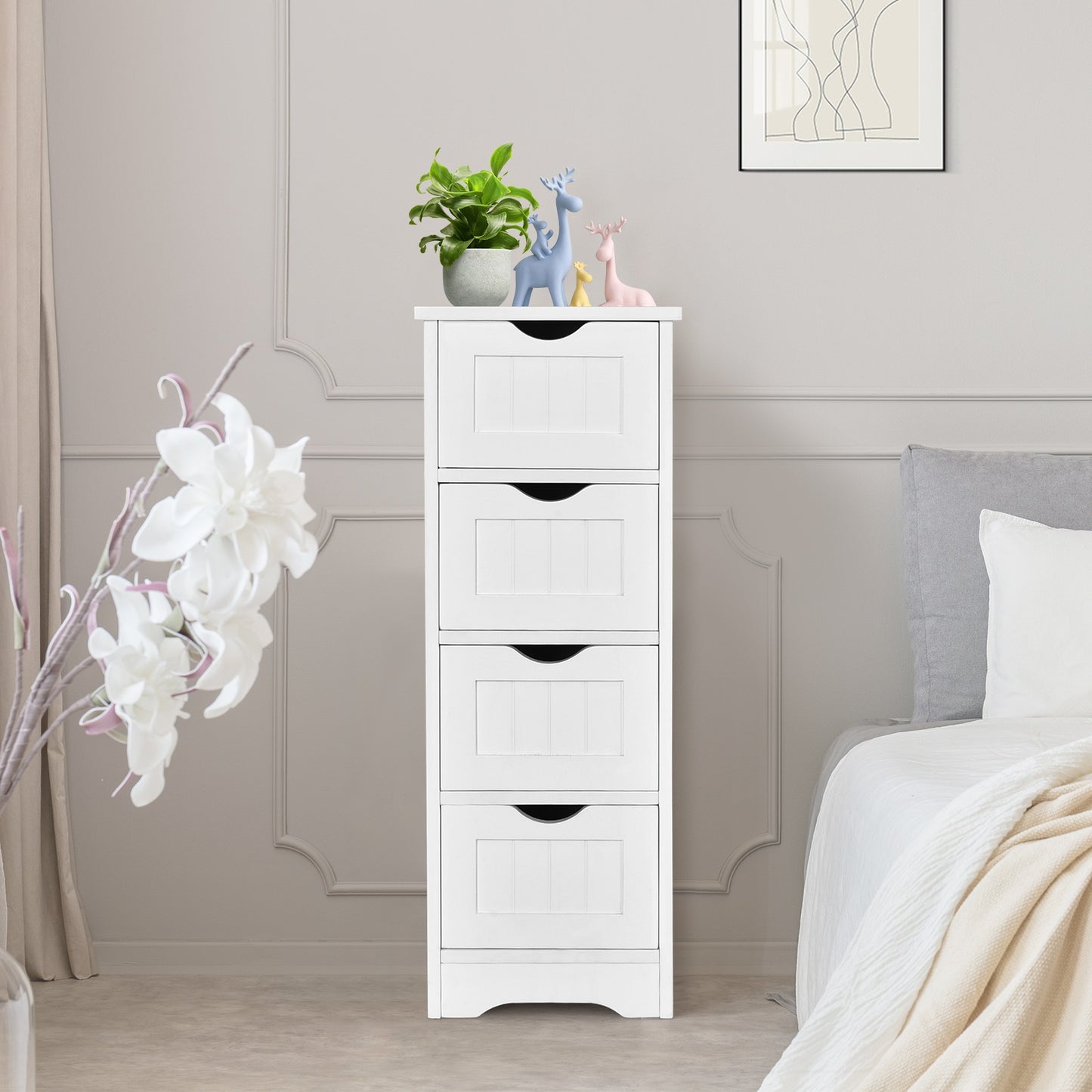 4 Drawer Floor Cabinet with Anti-Tip Device for Safe Storage