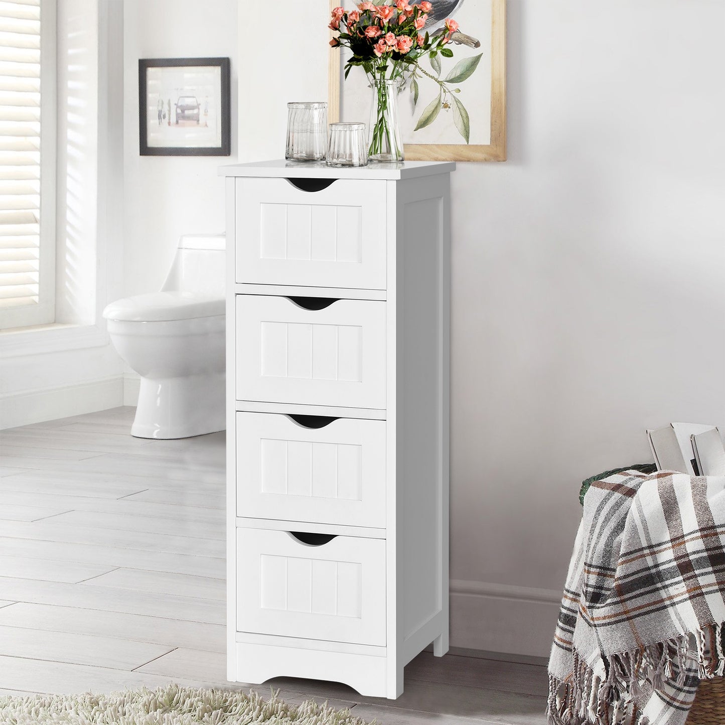 4 Drawer Floor Cabinet with Anti-Tip Device for Safe Storage