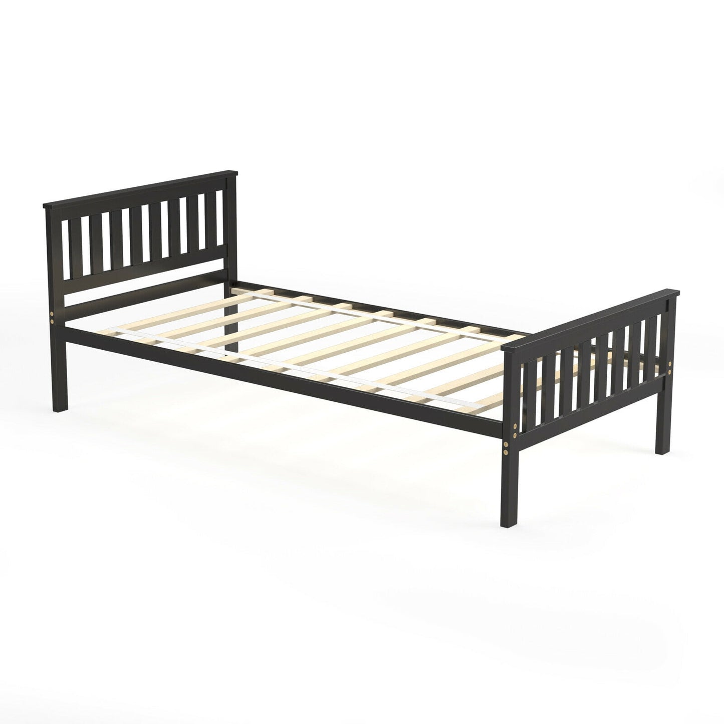Wood Platform Bed with Headboard - Twin Size