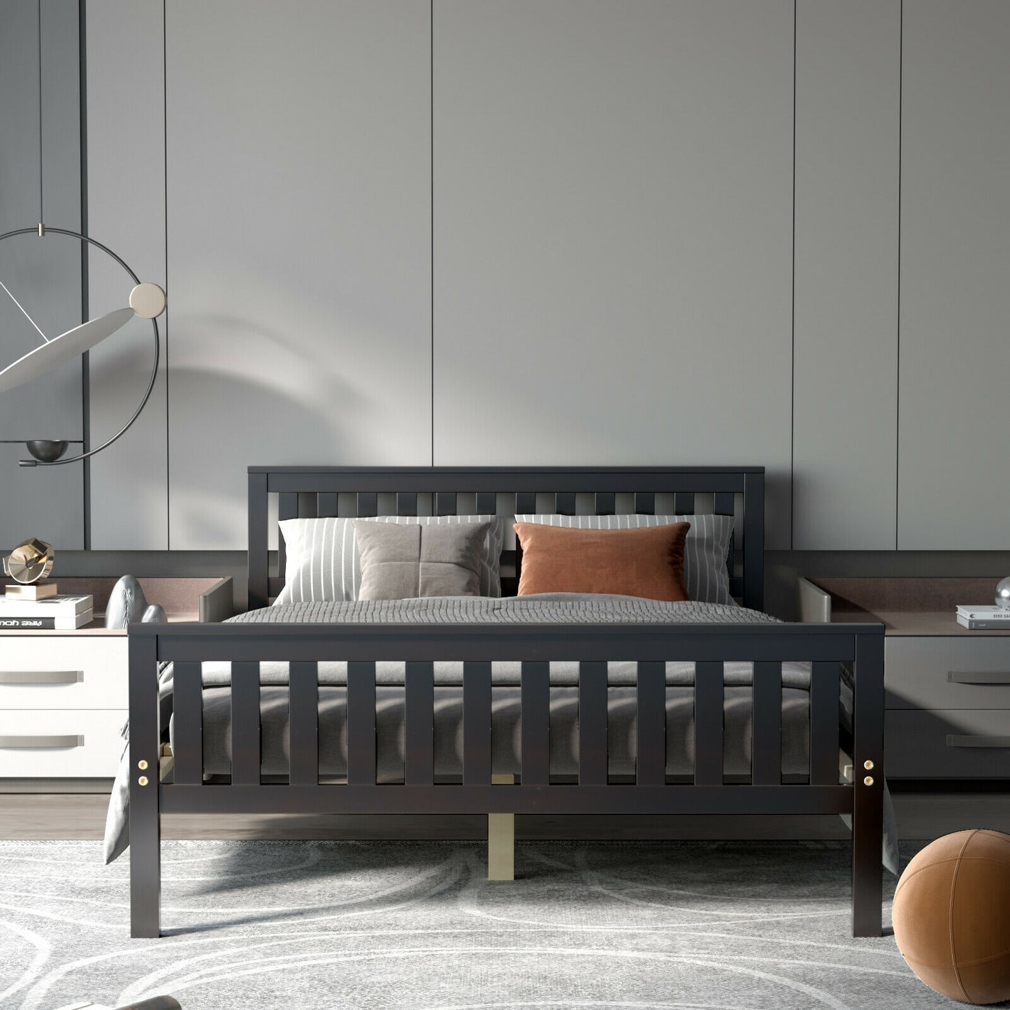 Wood Platform Bed with Headboard - Full Size
