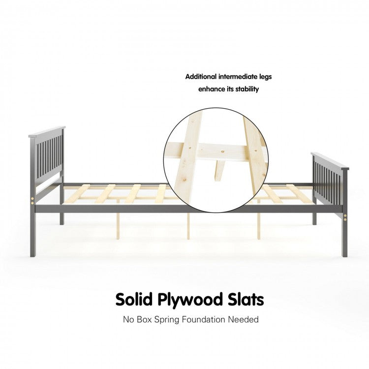 Wood Platform Bed with Headboard - Full Size