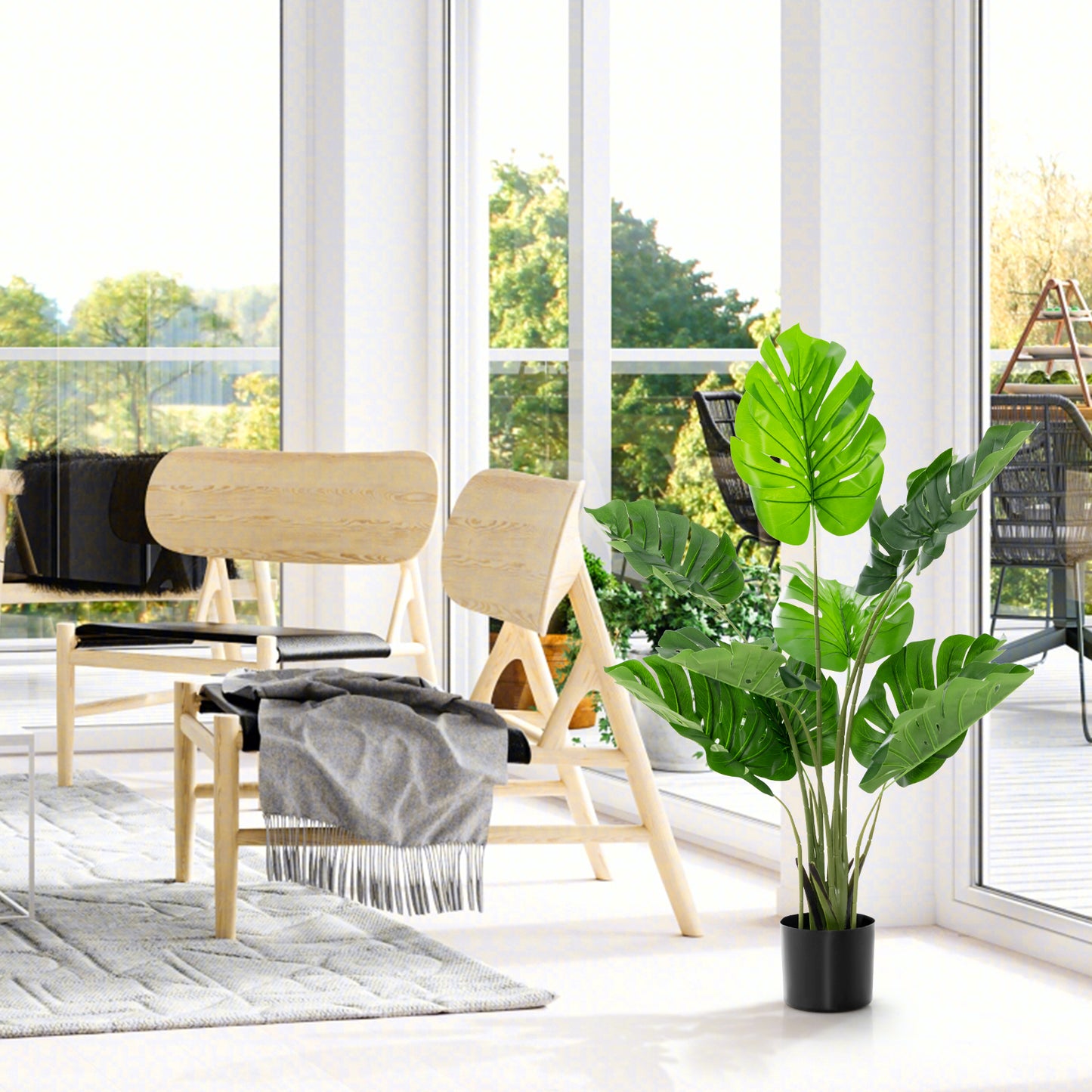 4ft Artificial Monstera Deliciosa Tree with 10 Realistic Leaves for Home and Office Decoration
