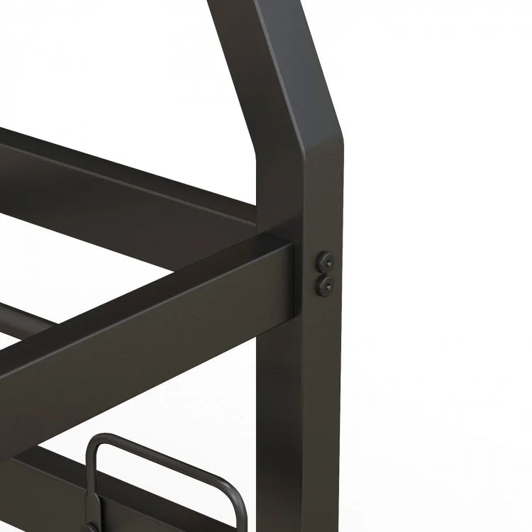 Modern Twin Over Full Bunk Bed with Trundle for Bedrooms and Guest Rooms - Black