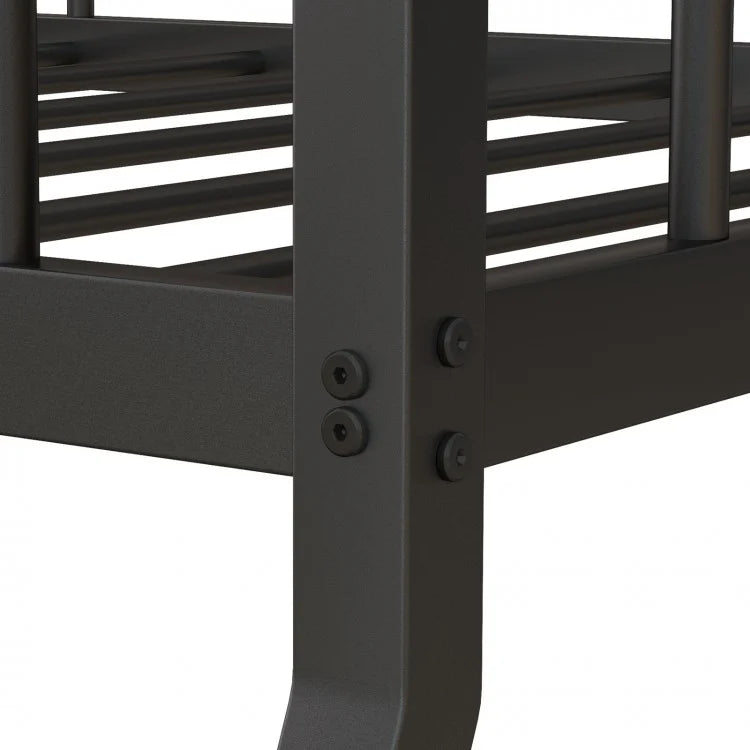 Modern Twin Over Full Bunk Bed with Trundle for Bedrooms and Guest Rooms - Black
