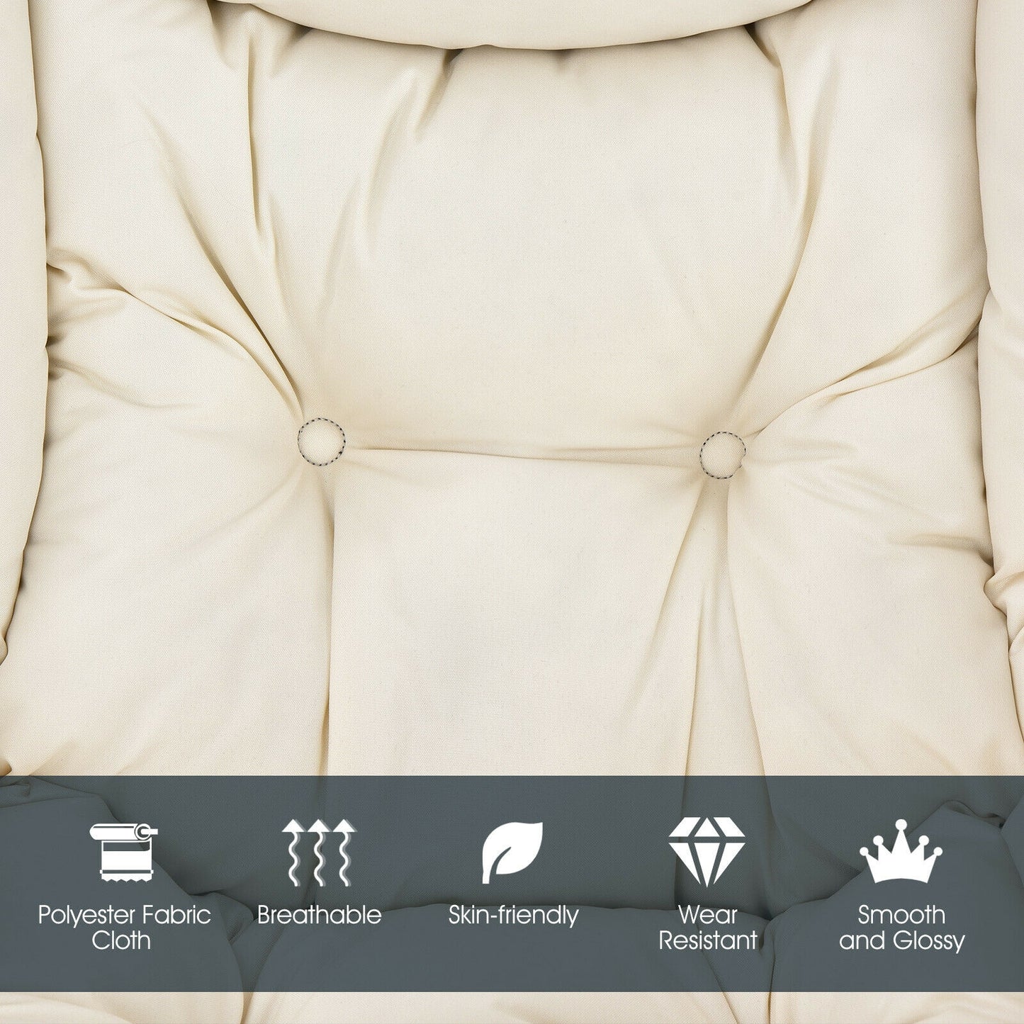 Cozy Accent Lazy Chair with Steel Frame and Armrest Pocket, Beige