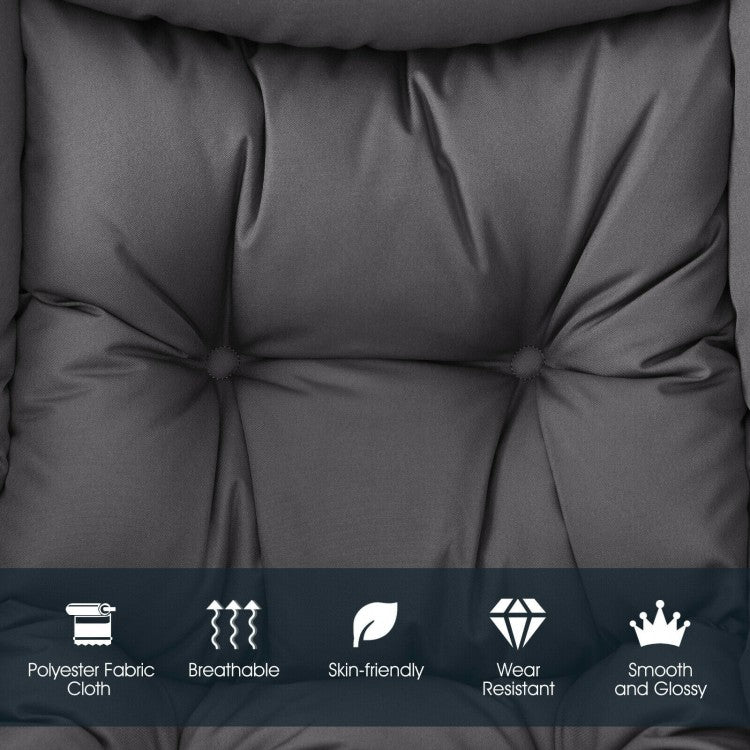 Cozy Accent Lazy Chair with Steel Frame and Armrest Pocket, Grey