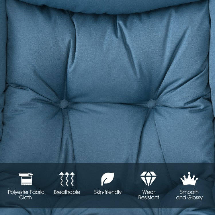 Cozy Accent Lazy Chair with Steel Frame and Armrest Pocket, Navy