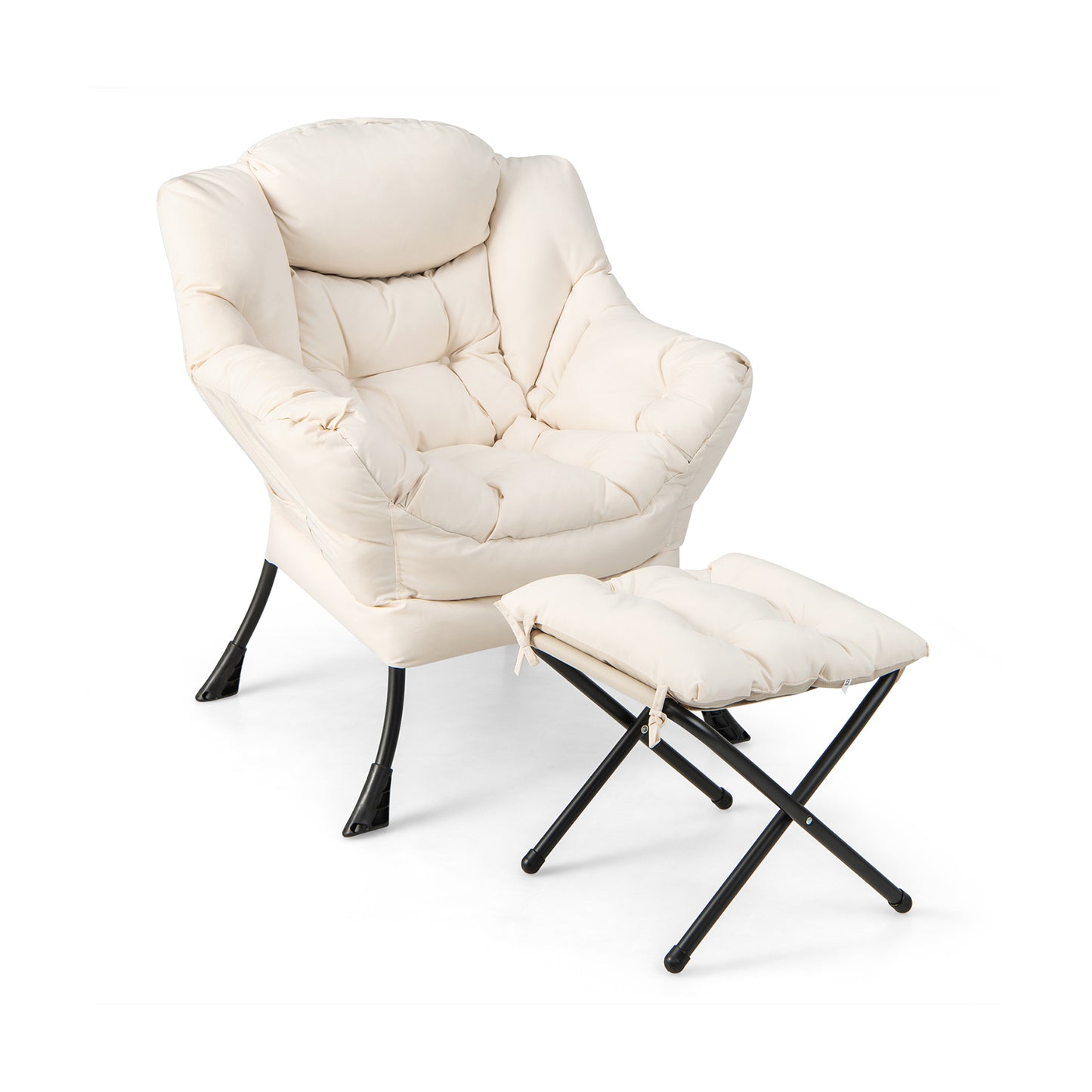Comfortable Sofa Chair with Footrest and Convenient Side Pocket - Beige