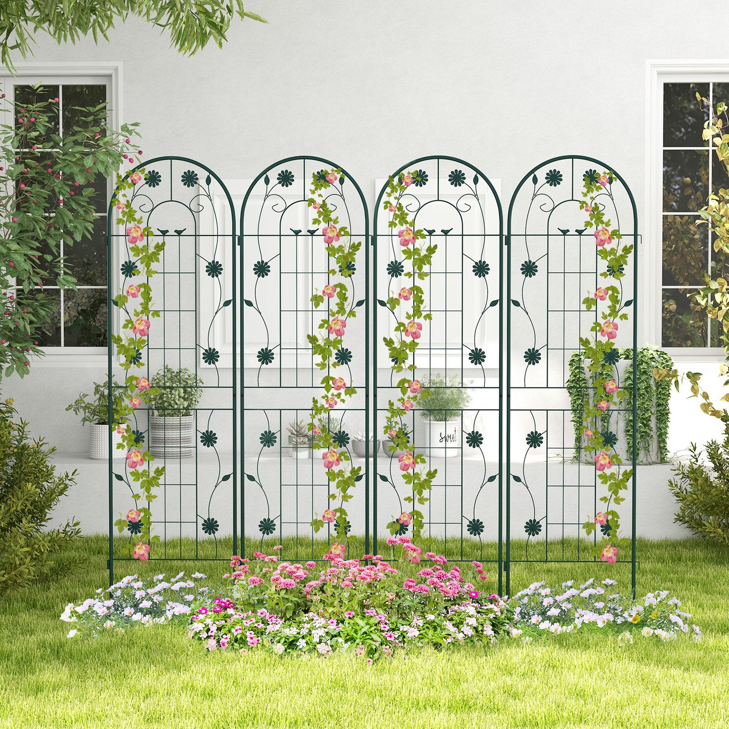 2 Pack Decorative Metal Garden Trellis – Sturdy, Rustproof Support for Climbing Plants