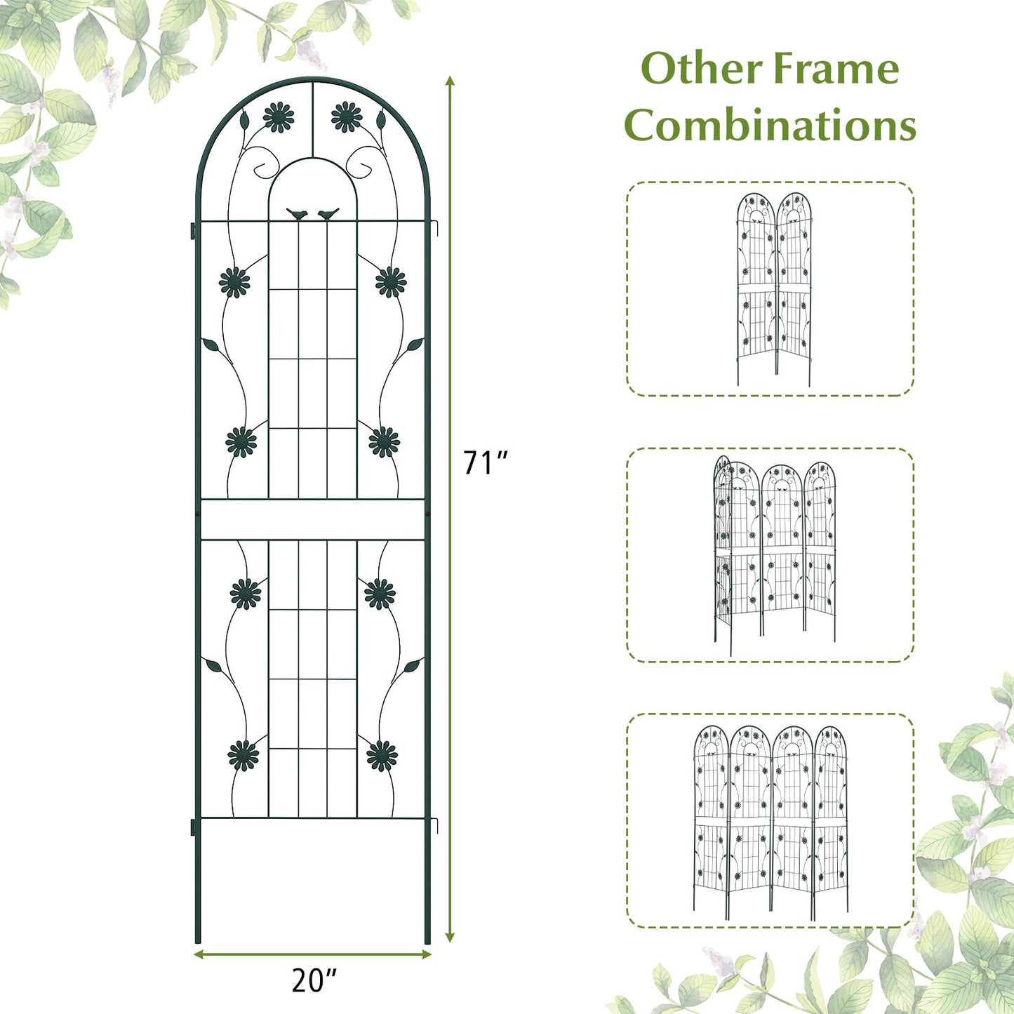 2 Pack Decorative Metal Garden Trellis – Sturdy, Rustproof Support for Climbing Plants