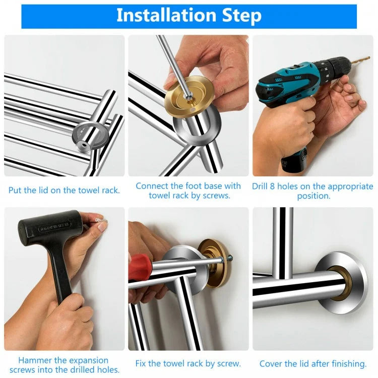 24" Wall Mounted Stainless Steel Towel Rack with 2 Tiers