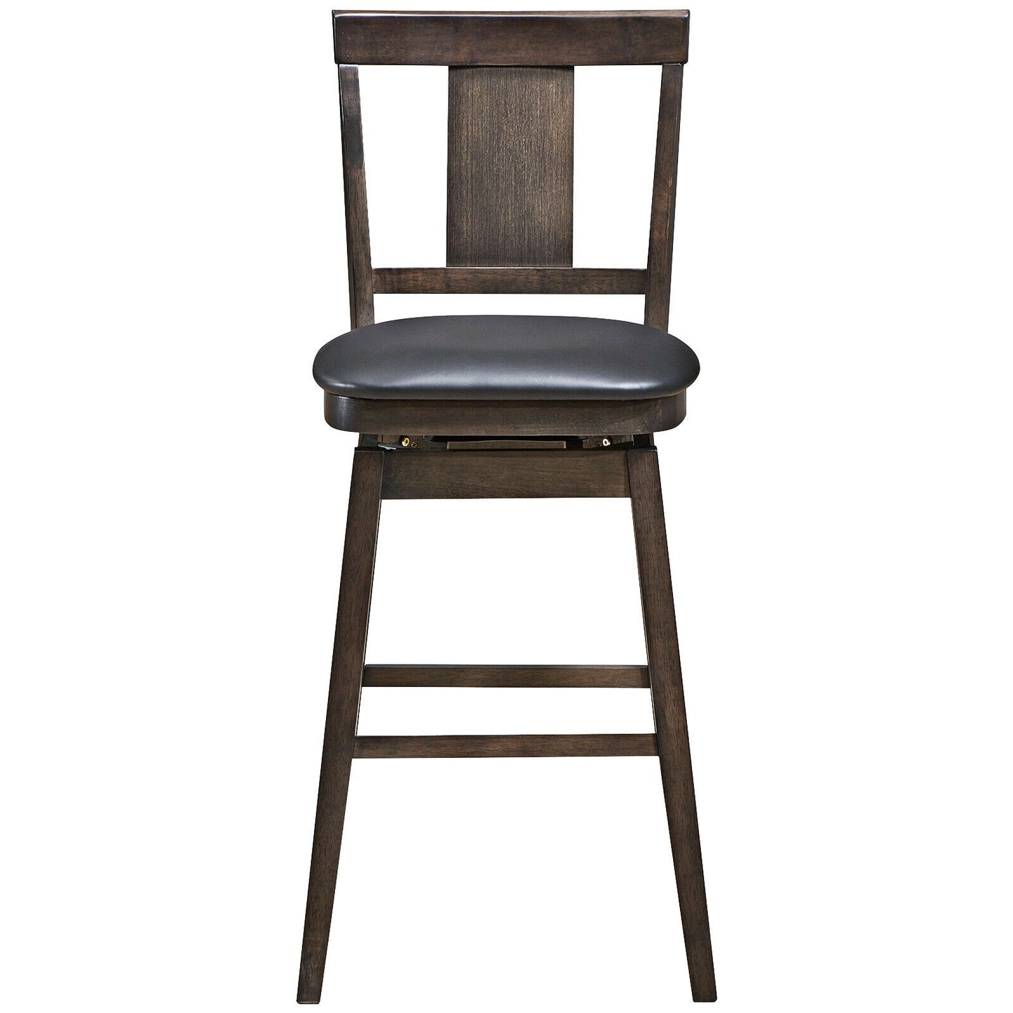 Swivel Counter Stool with Upholstered Seat and Solid Wood Legs, 29 Inch Bar Height