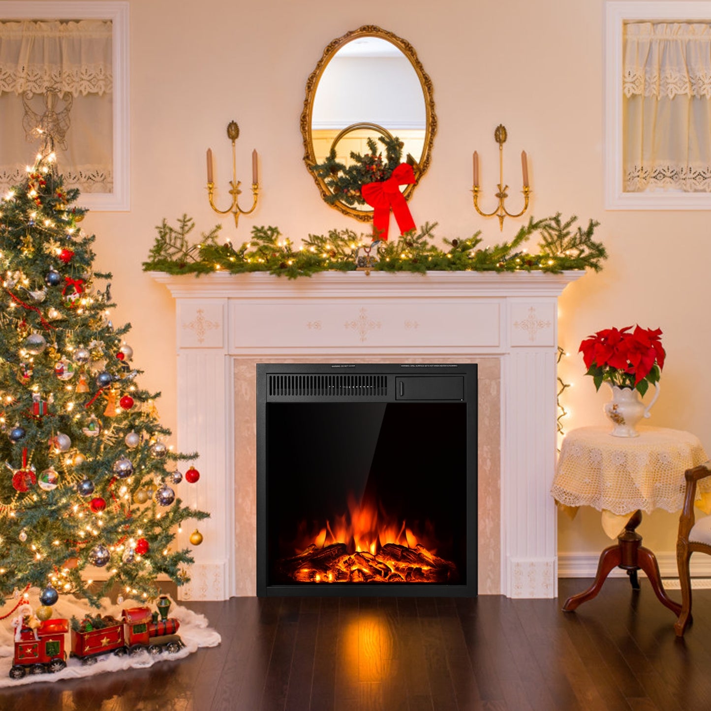 Freestanding & Recessed Electric Fireplace Heater - 22.5 Inch