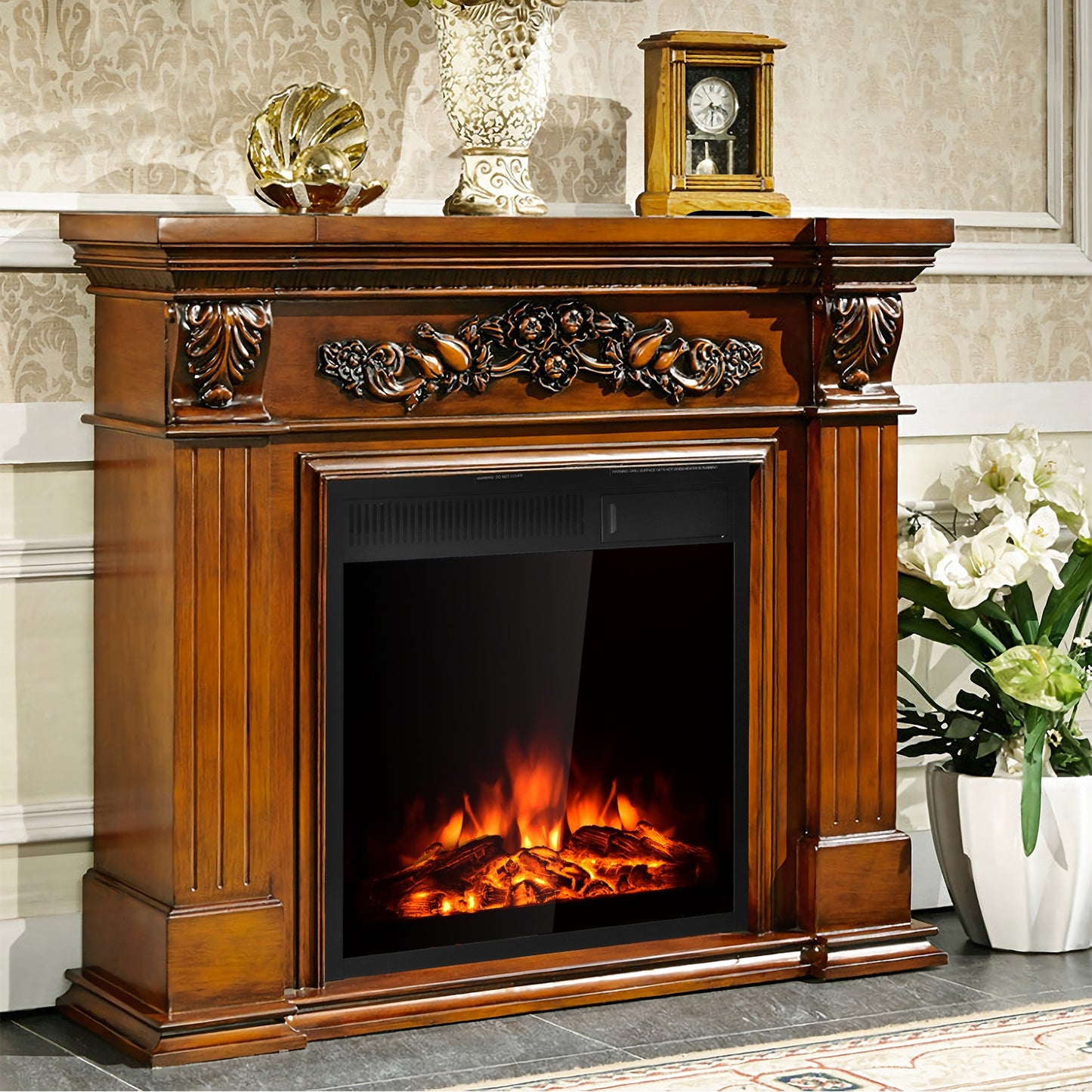 Freestanding & Recessed Electric Fireplace Heater - 22.5 Inch
