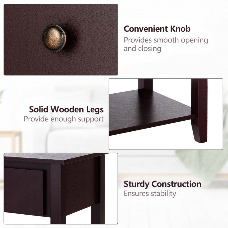 Versatile Bedside Table with Storage Drawer and Display Shelf Black