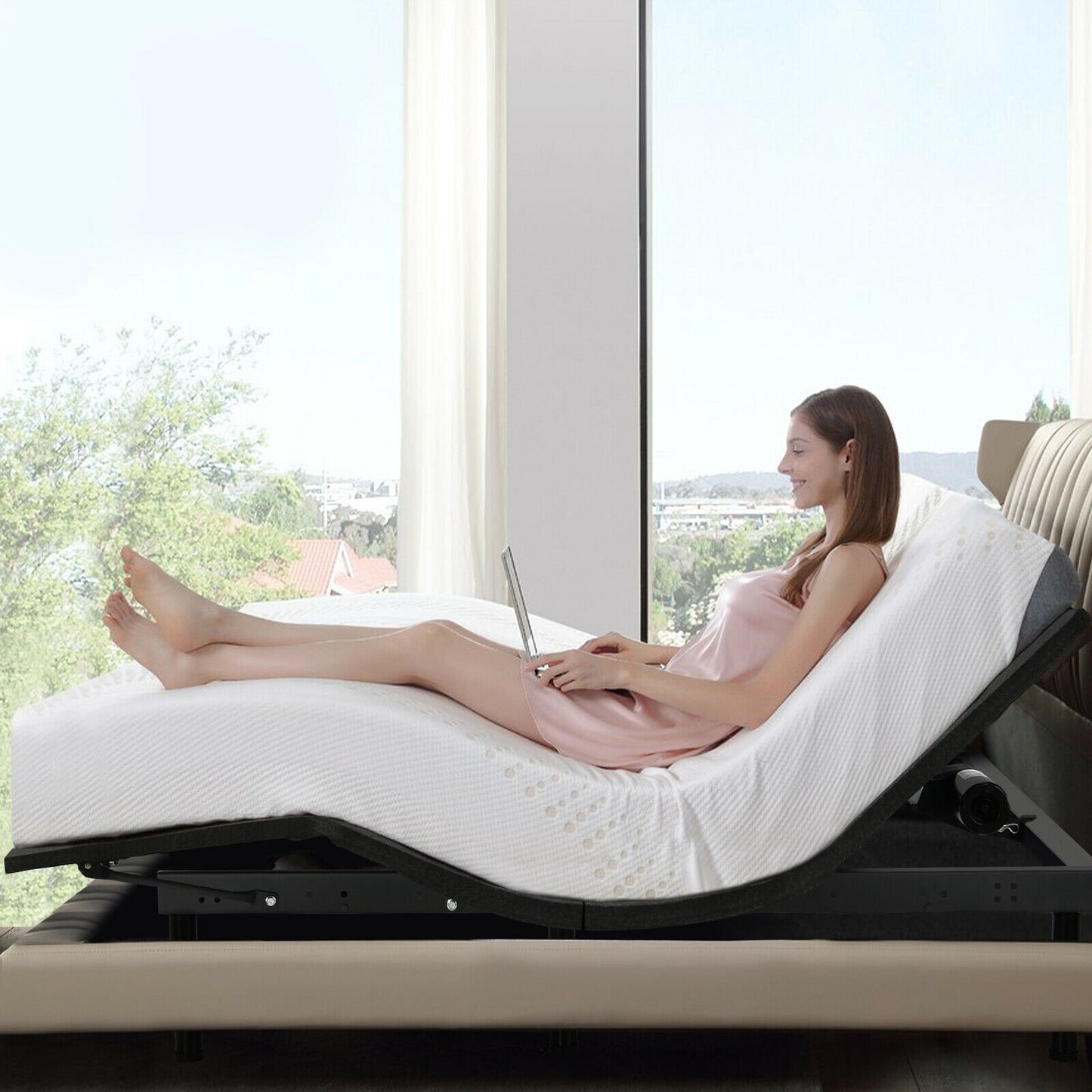 Adjustable Bed Frame with Wireless Remote and USB Ports - Queen Size
