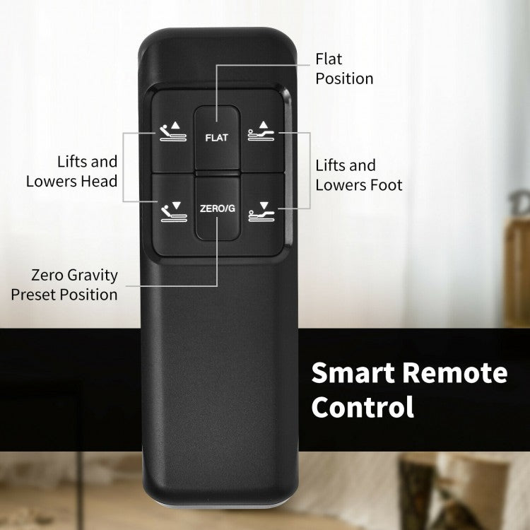 Adjustable Bed Frame with Wireless Remote and USB Ports - Queen Size