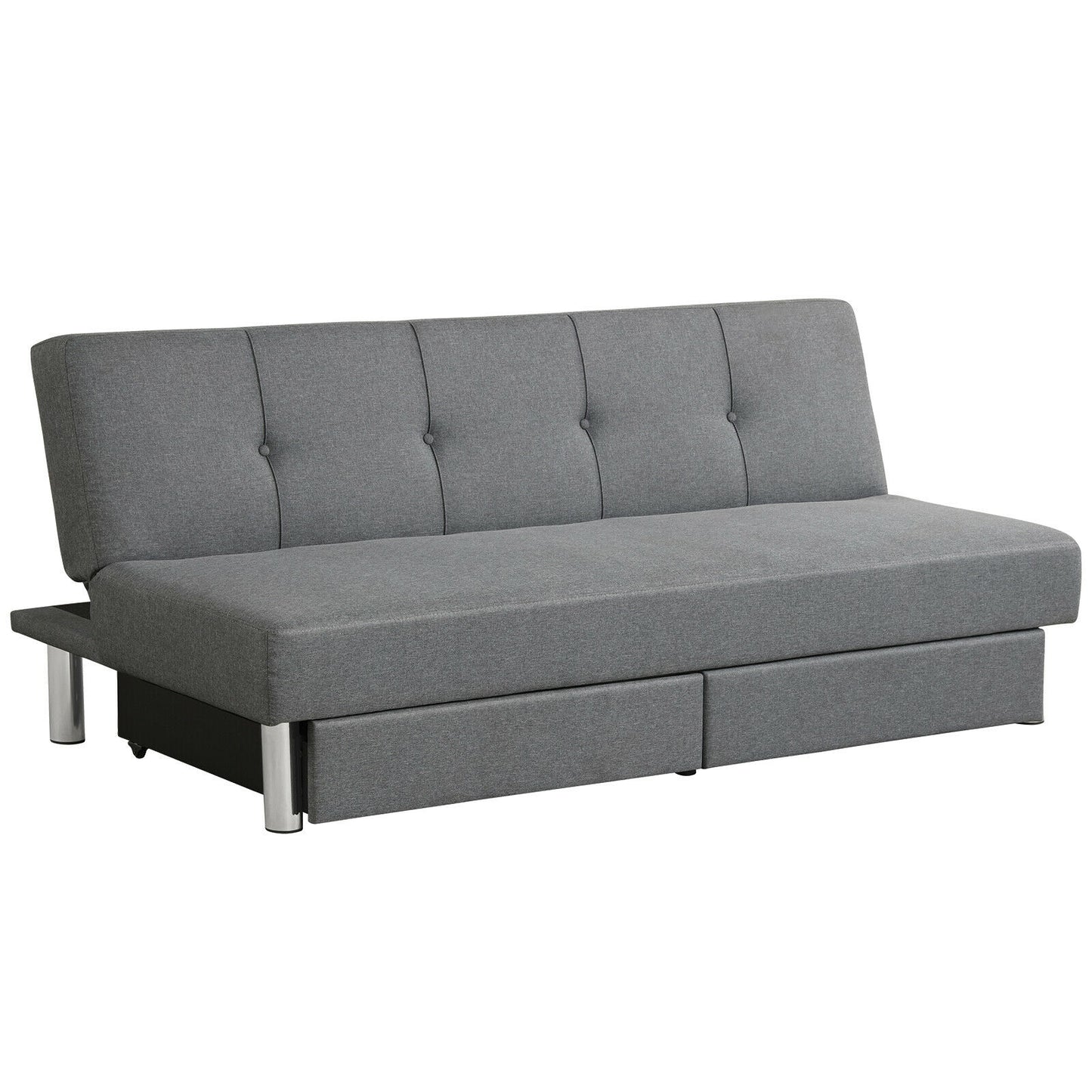 Convertible 3-Seat Sofa Bed with Adjustable Backrest and Two Large Storage Drawers