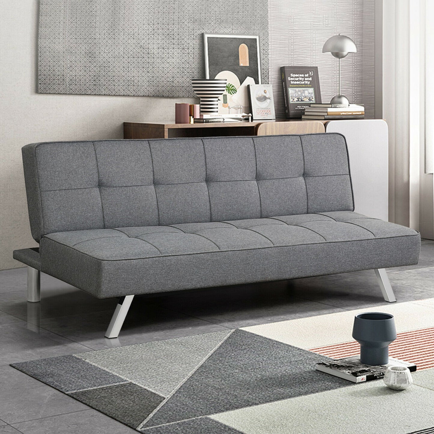 3-in-1 Convertible Linen Sofa Bed with Adjustable Backrest and High-Density Cushions