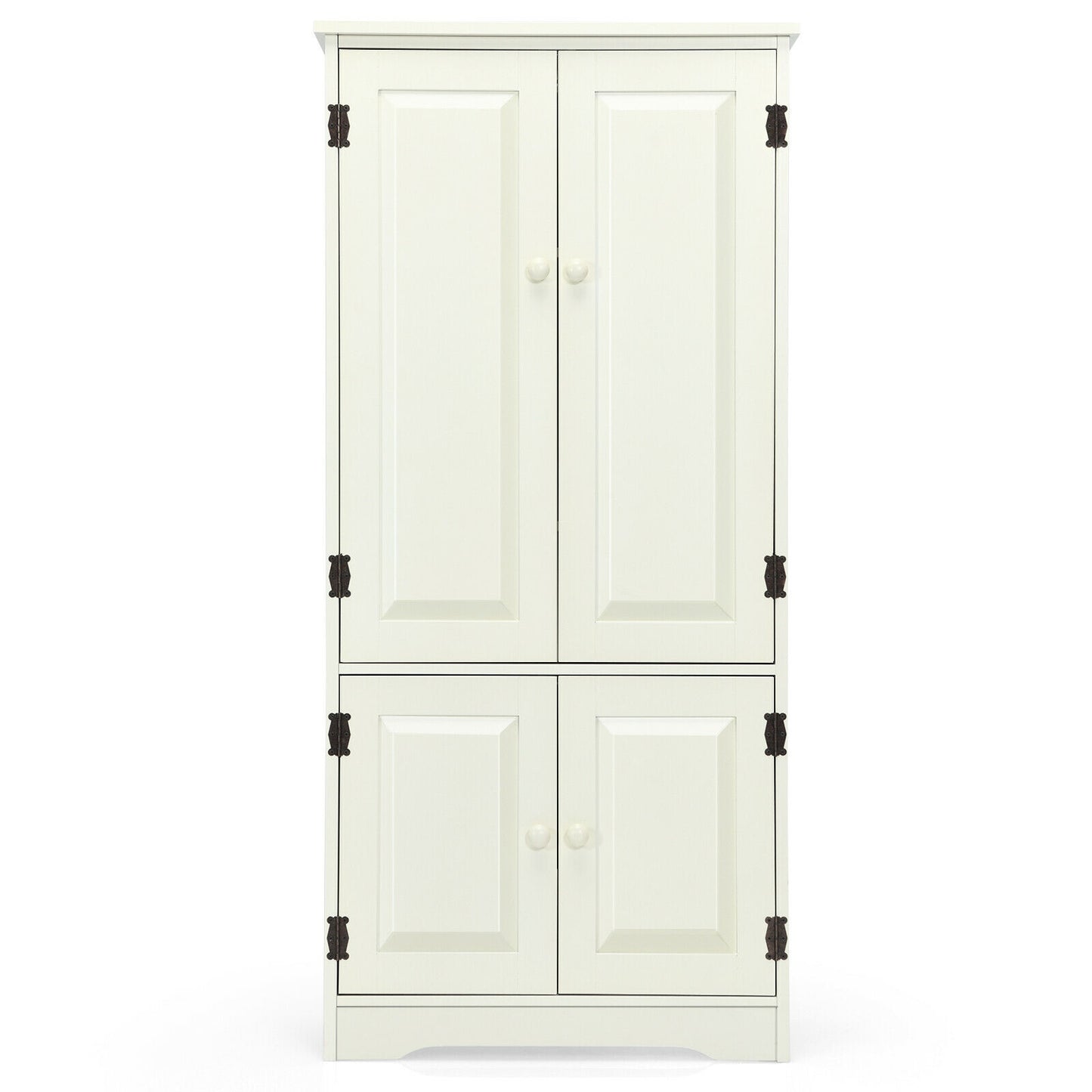 Antique 2 Door Accent Floor Cabinet with Adjustable Shelves and Spacious Storage - White