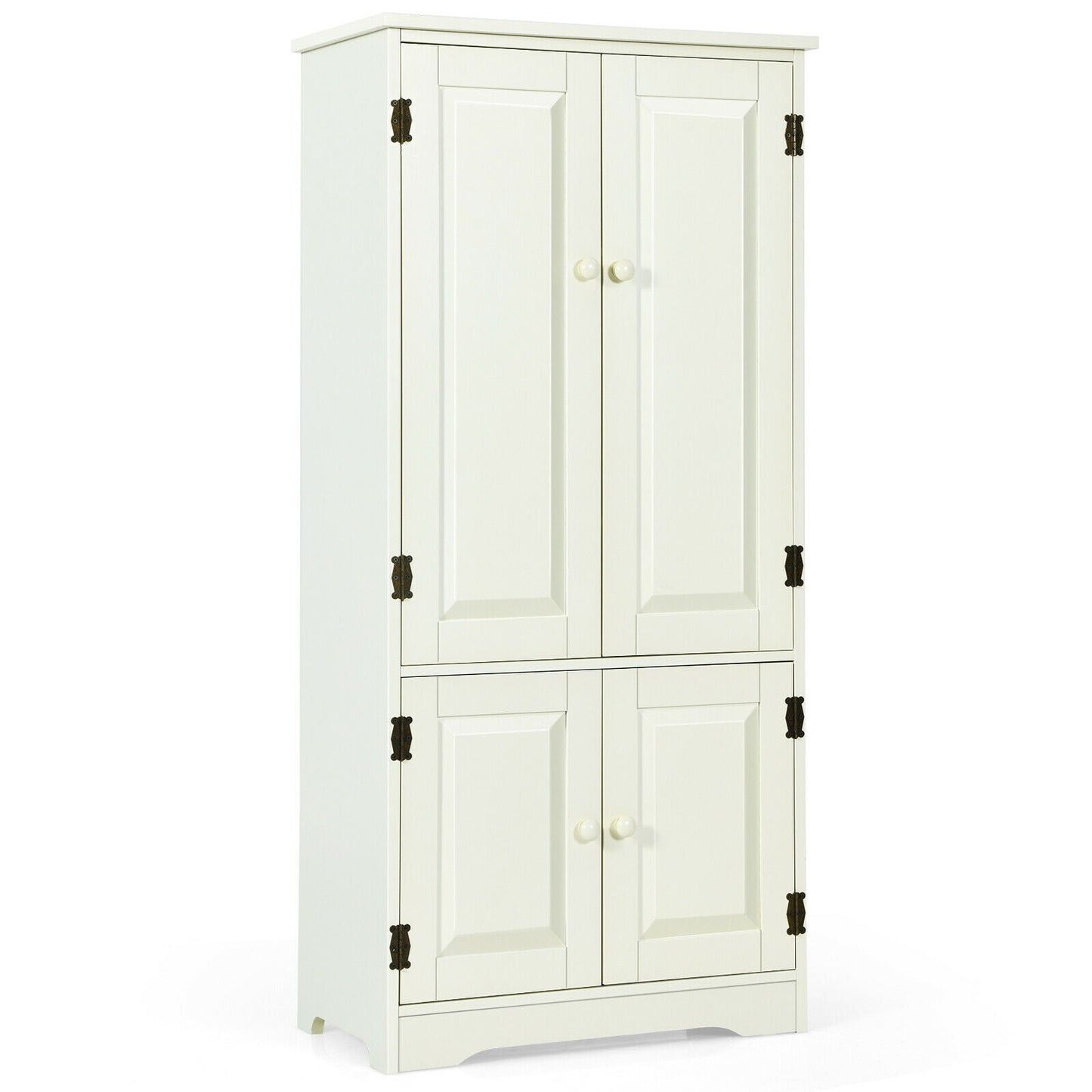 Antique 2 Door Accent Floor Cabinet with Adjustable Shelves and Spacious Storage - White