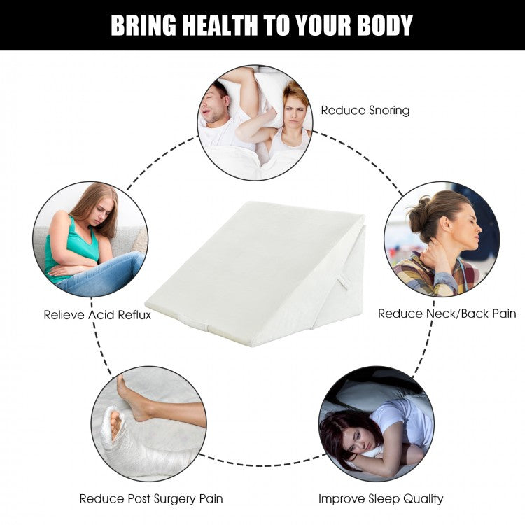 Adjustable Memory Foam Back Support Pillow for Reading and Sleeping – White