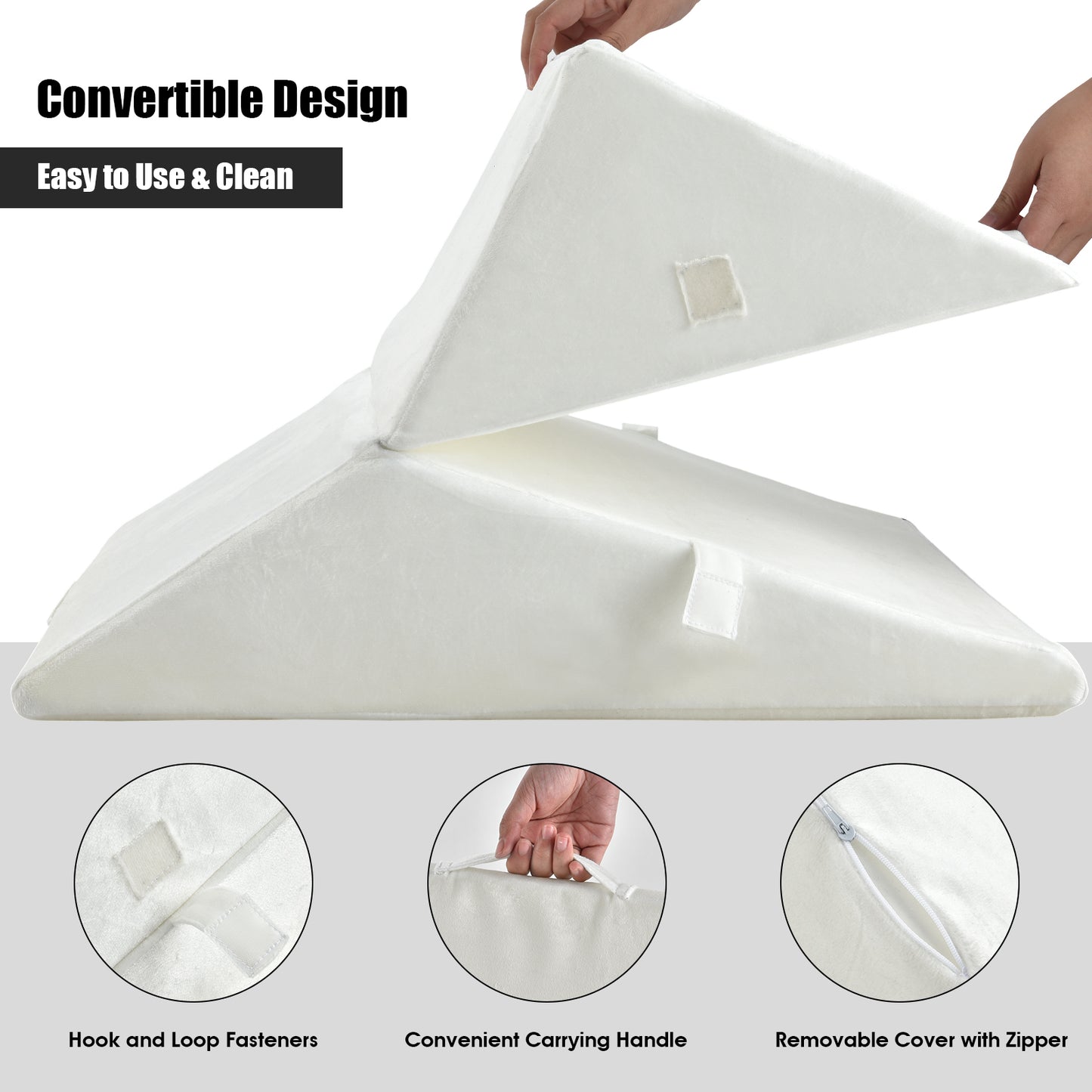 Adjustable Memory Foam Back Support Pillow for Reading and Sleeping – White