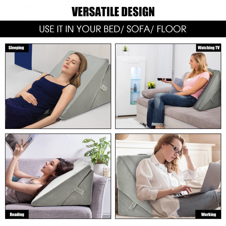 Adjustable Memory Foam Back Support Pillow for Reading and Sleeping – Grey