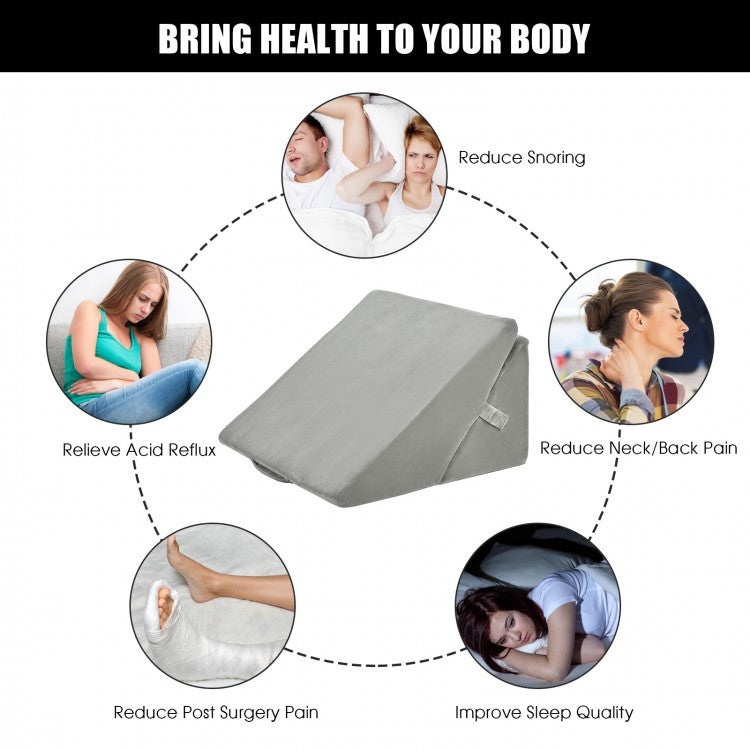 Adjustable Memory Foam Back Support Pillow for Reading and Sleeping – Grey