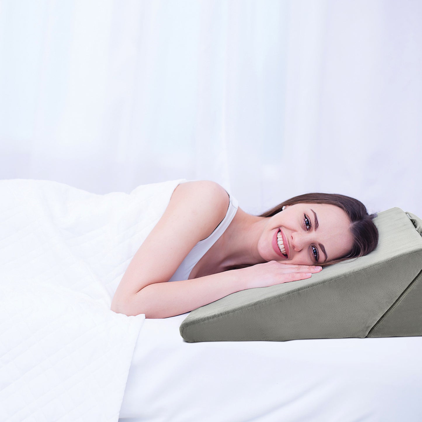 Adjustable Memory Foam Back Support Pillow for Reading and Sleeping – Grey