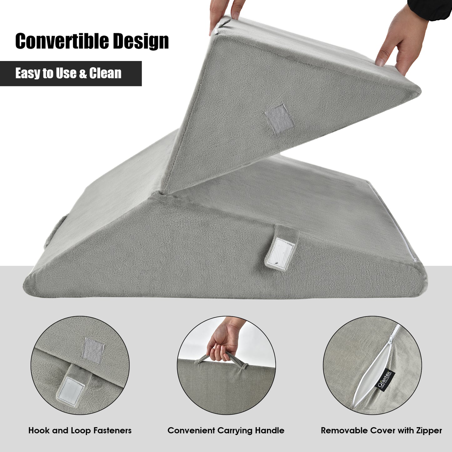 Adjustable Memory Foam Back Support Pillow for Reading and Sleeping – Grey