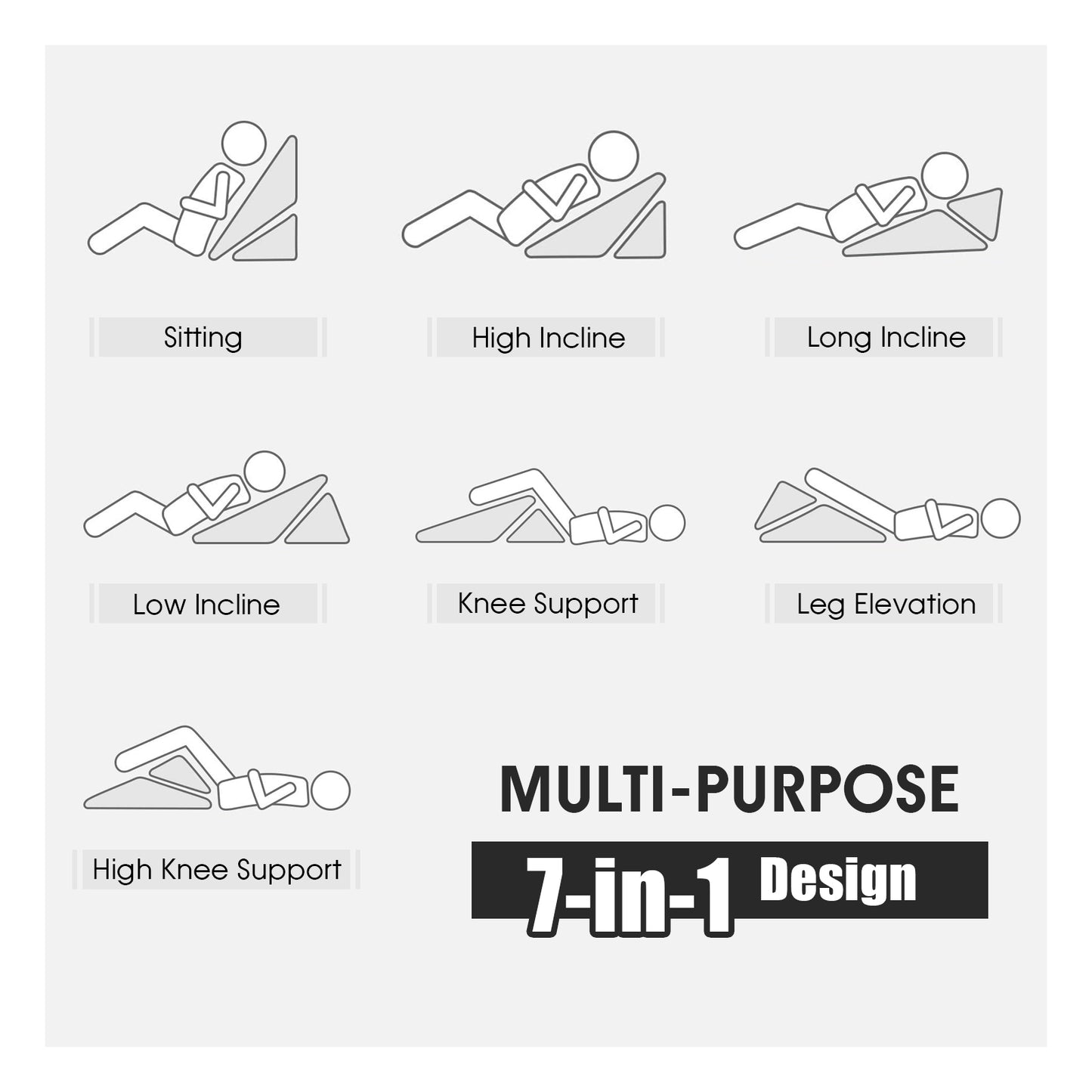Adjustable Memory Foam Back Support Pillow for Reading and Sleeping – Grey