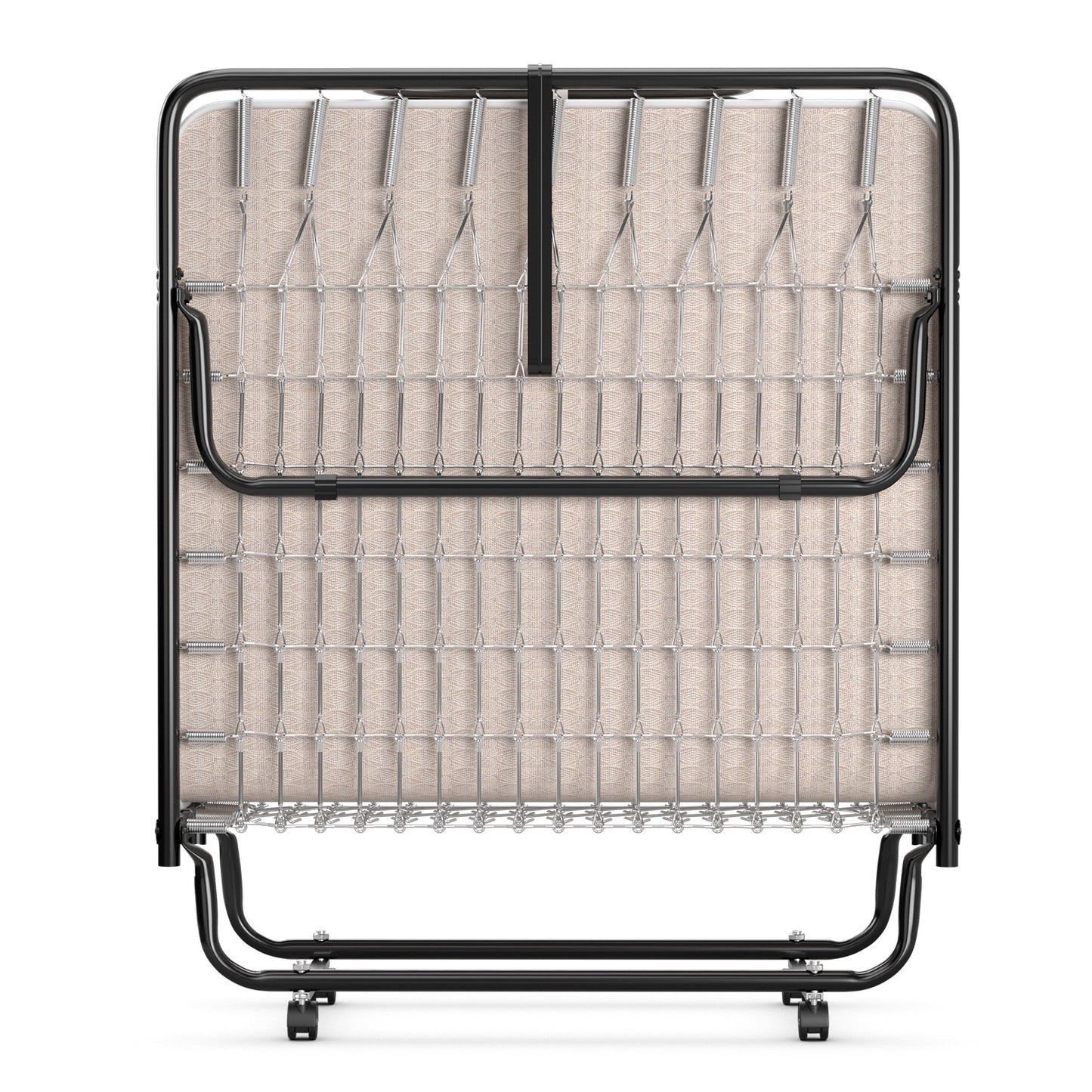 Rollaway Guest Bed with Memory Foam Mattress and Steel Frame Made in Italy - Beige