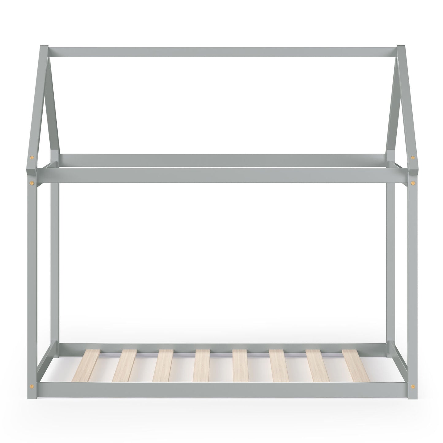 Durable Twin Platform Kids Bed with Roof and Heavy-Duty Slats – Grey