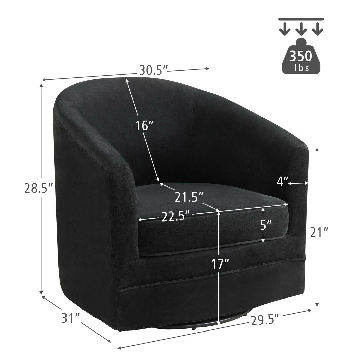 360 Degree Swivel Accent Chair with Metal Base