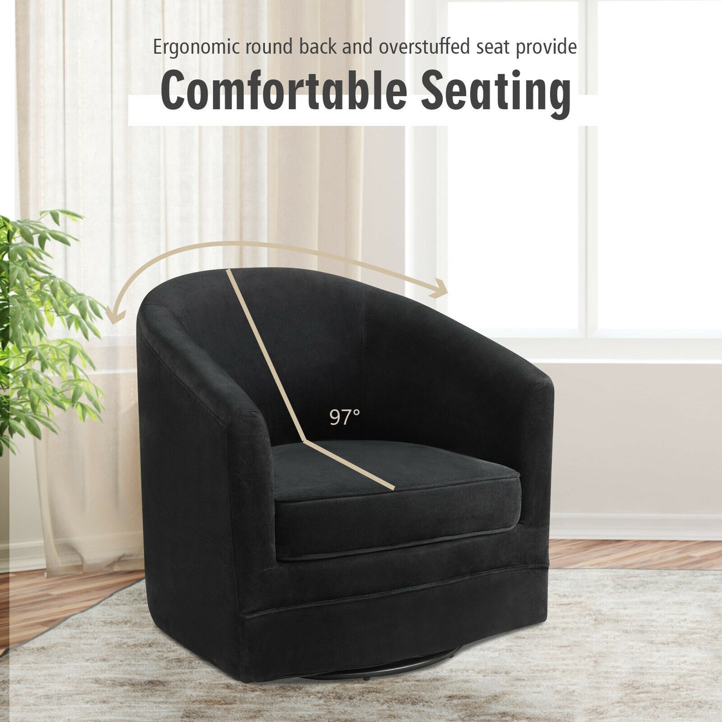 360 Degree Swivel Accent Chair with Metal Base