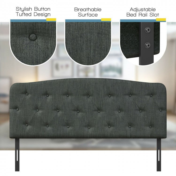 Adjustable Faux Linen Headboard for Full Size Beds - Dark Grey