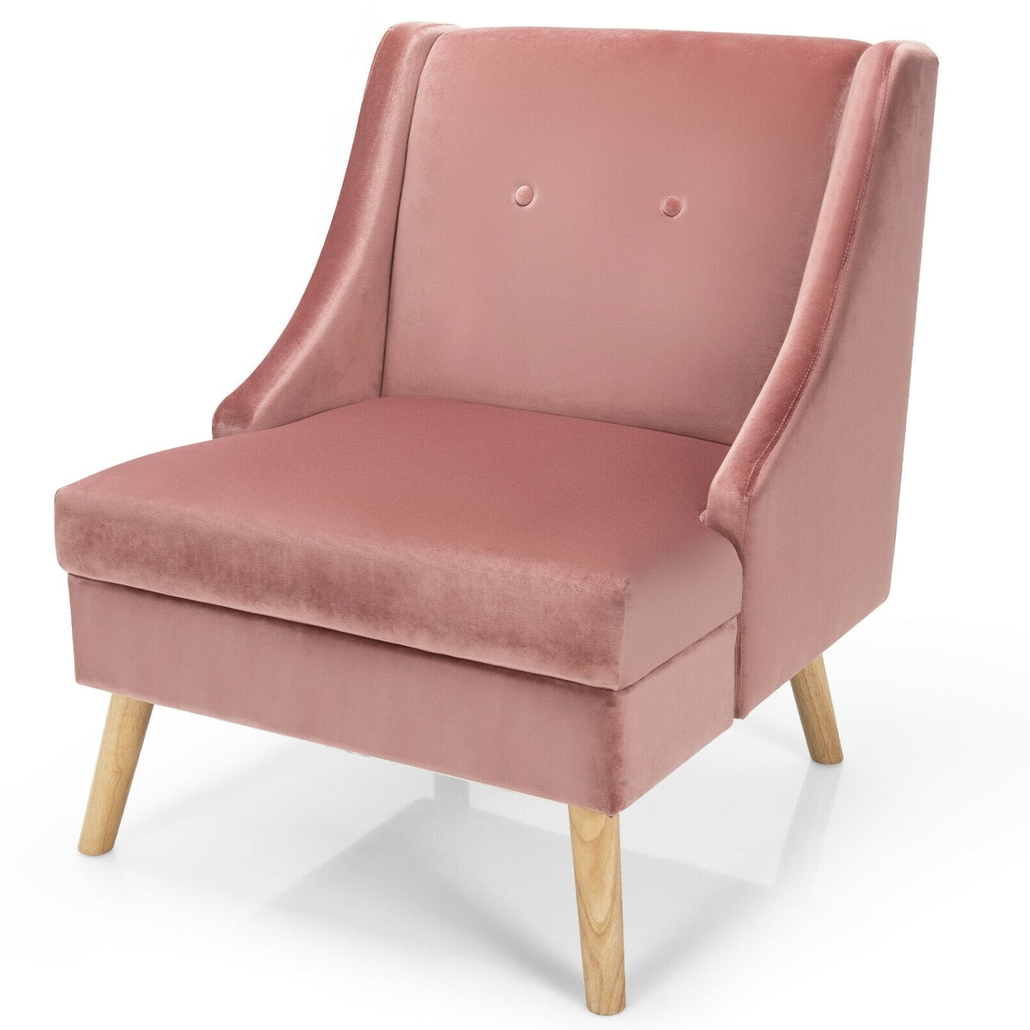 Elegant Velvet Accent Chair with Wingback Design Padded Seat and Wooden Legs