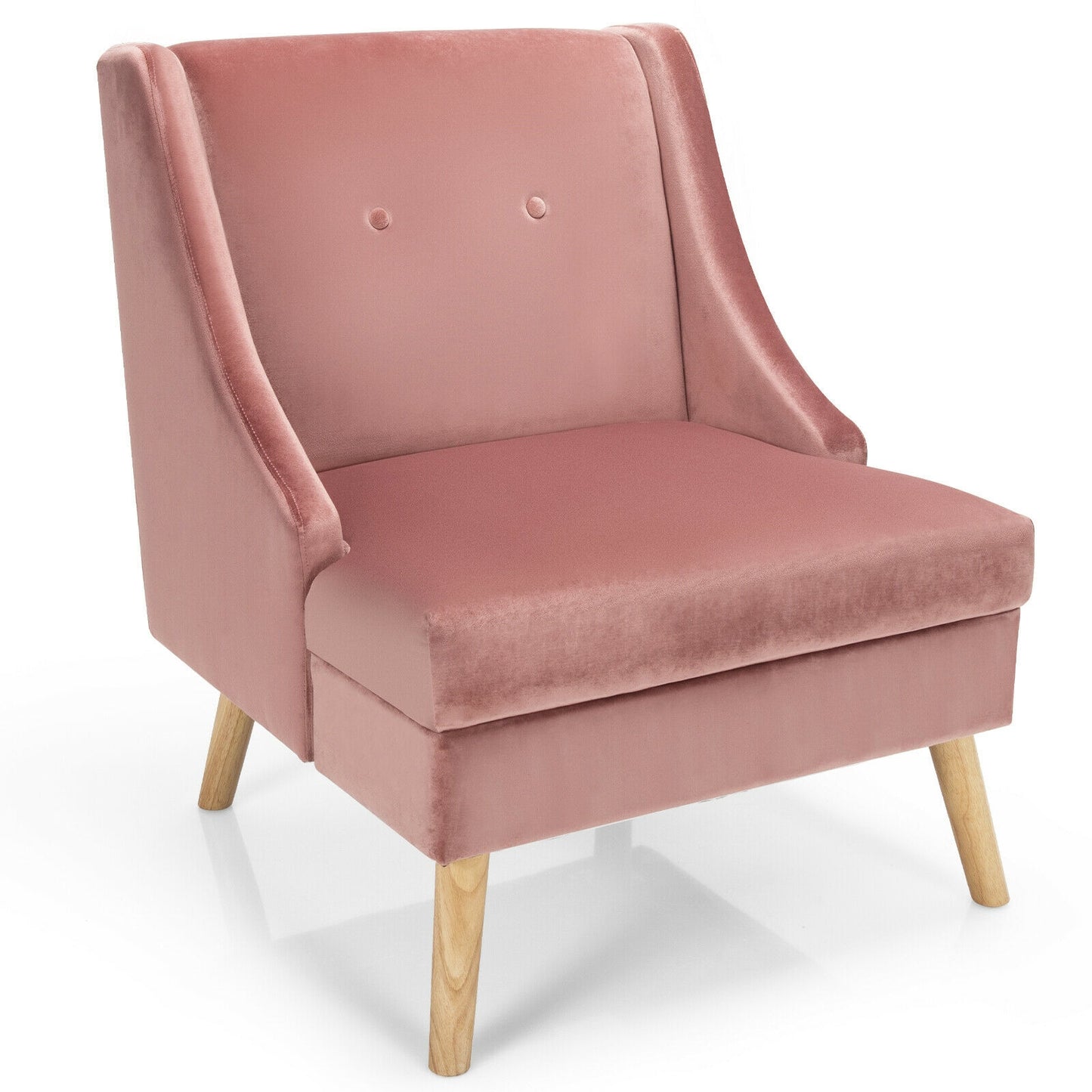 Elegant Velvet Accent Chair with Wingback Design Padded Seat and Wooden Legs