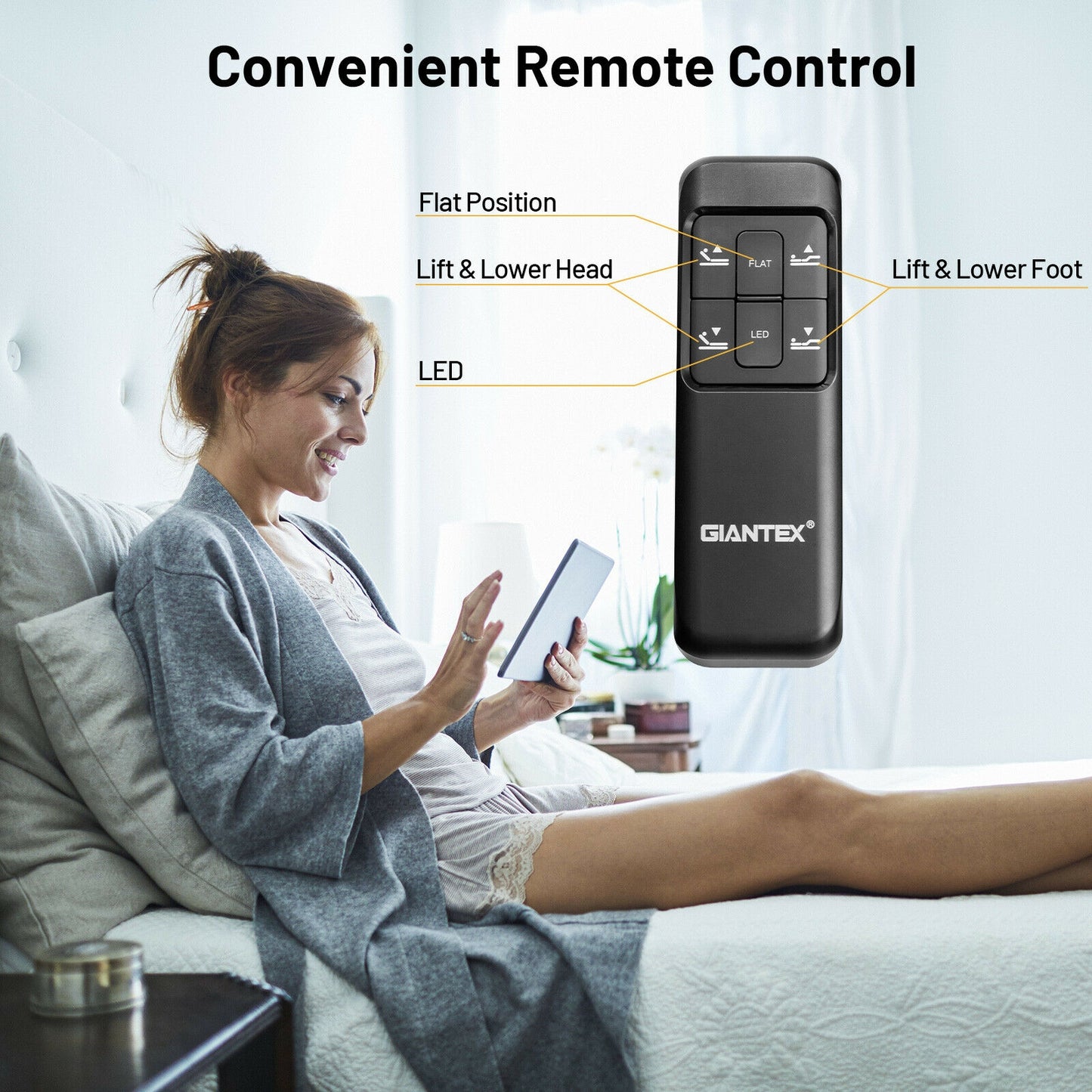 Ergonomic Adjustable Bed Base with Head and Foot Incline for Comfort - Queen Size