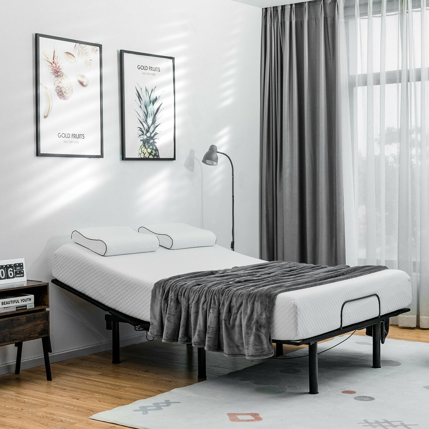 Ergonomic Adjustable Bed Base with Head and Foot Incline for Comfort - Queen Size