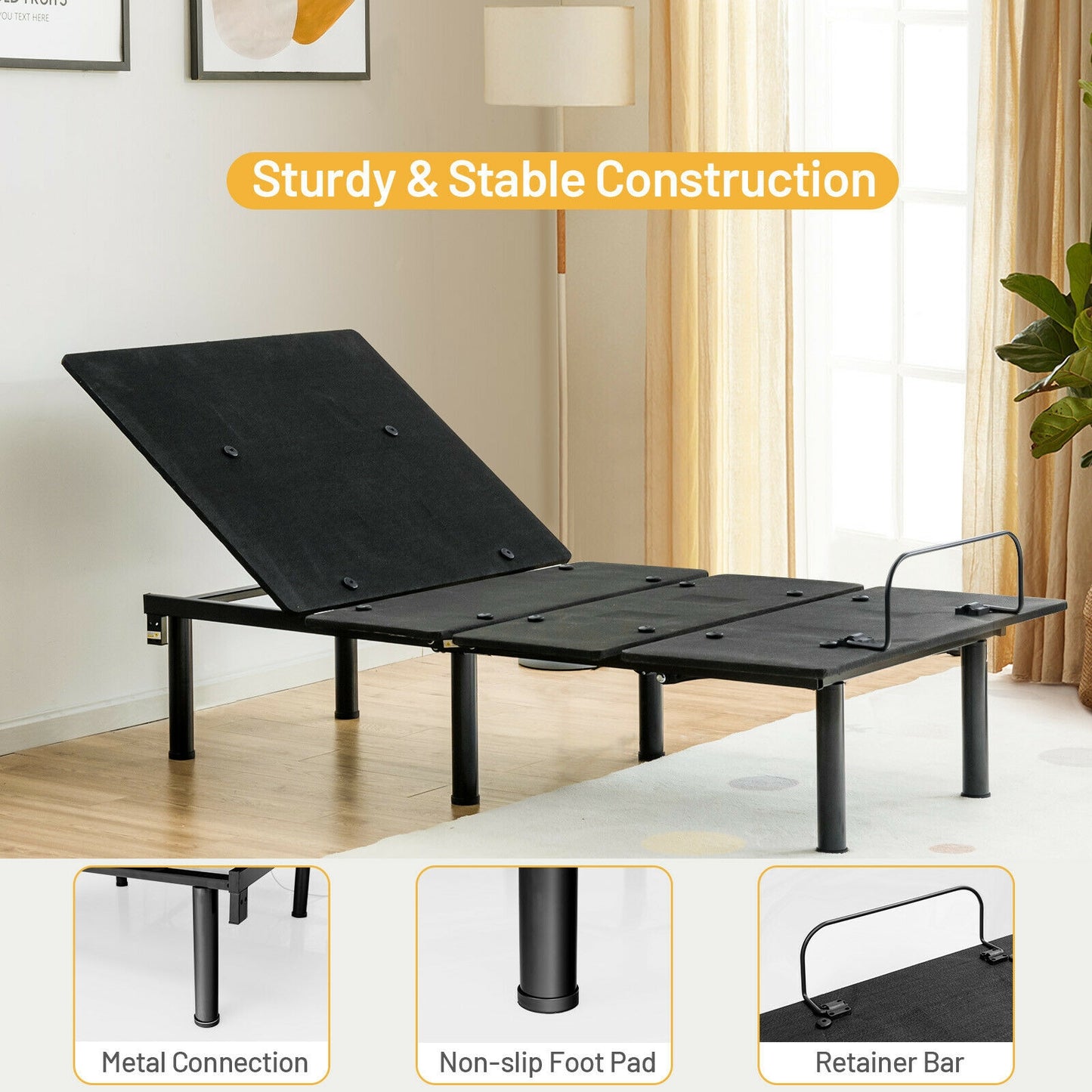 Ergonomic Adjustable Bed Base with Head and Foot Incline for Comfort - Twin XL