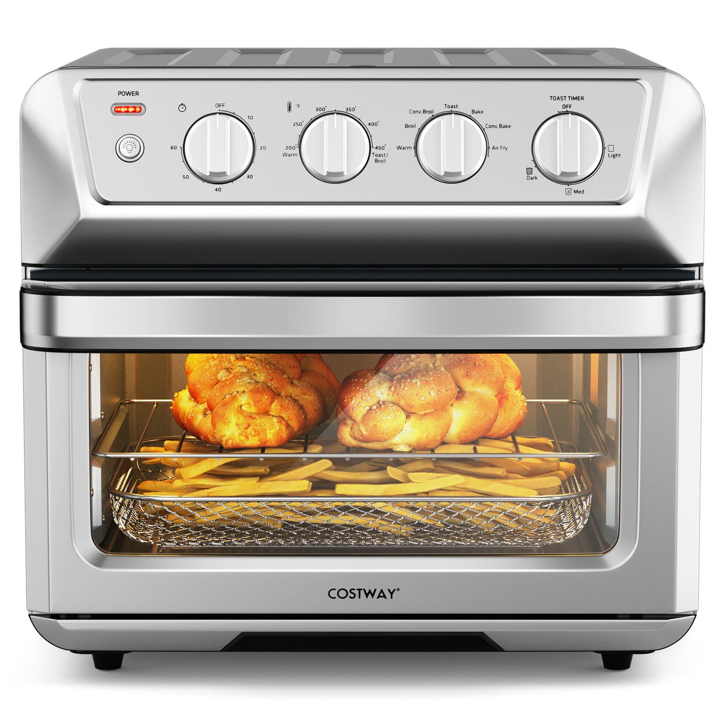 21.5QT 1800W Convection Air Fryer Toaster Oven with Recipe Book