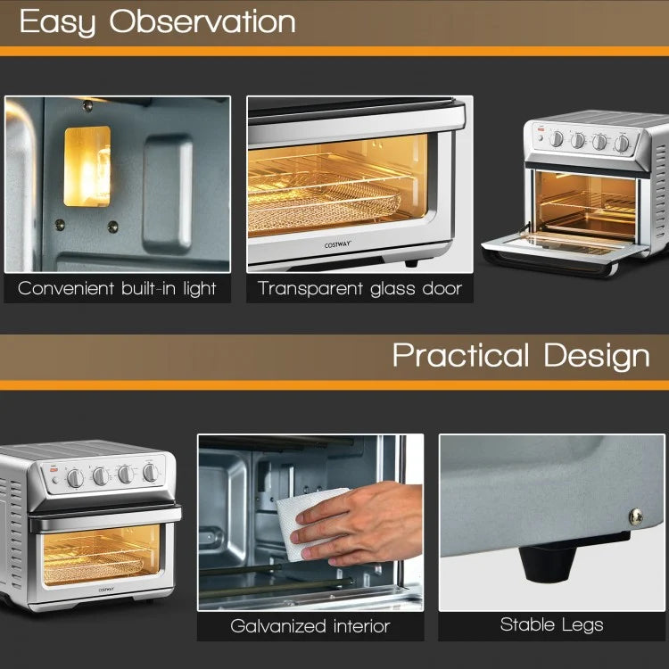 21.5QT 1800W Convection Air Fryer Toaster Oven with Recipe Book