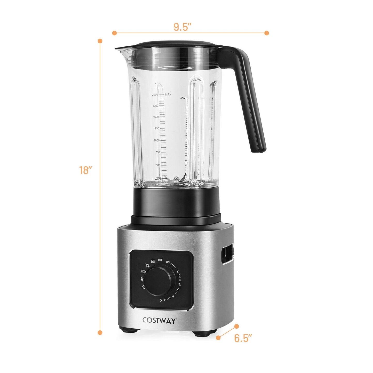 1500W Professional 5 Speed Blender with 5 Pre Set Functions & 68oz Tritan Jar