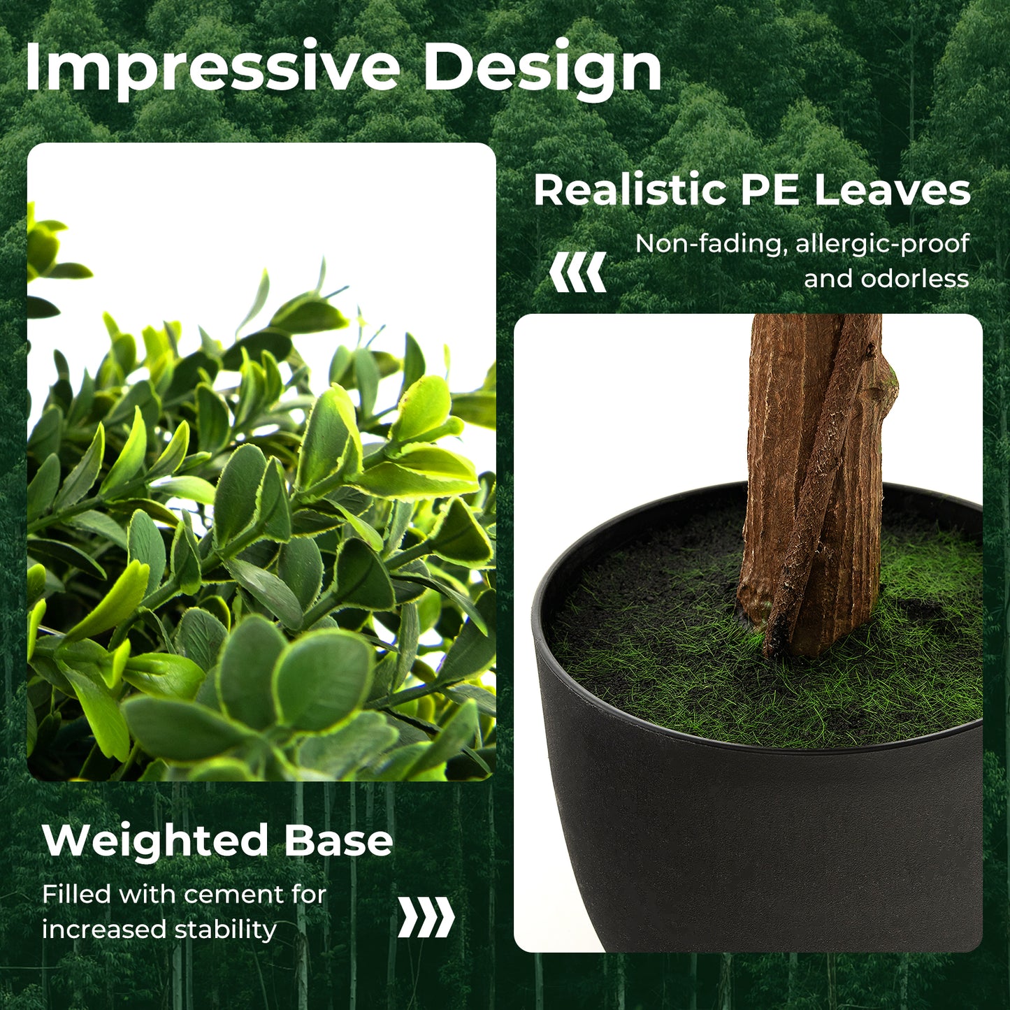 40 Inch Double Ball Artificial Boxwood Topiary Tree for Home & Garden Decor