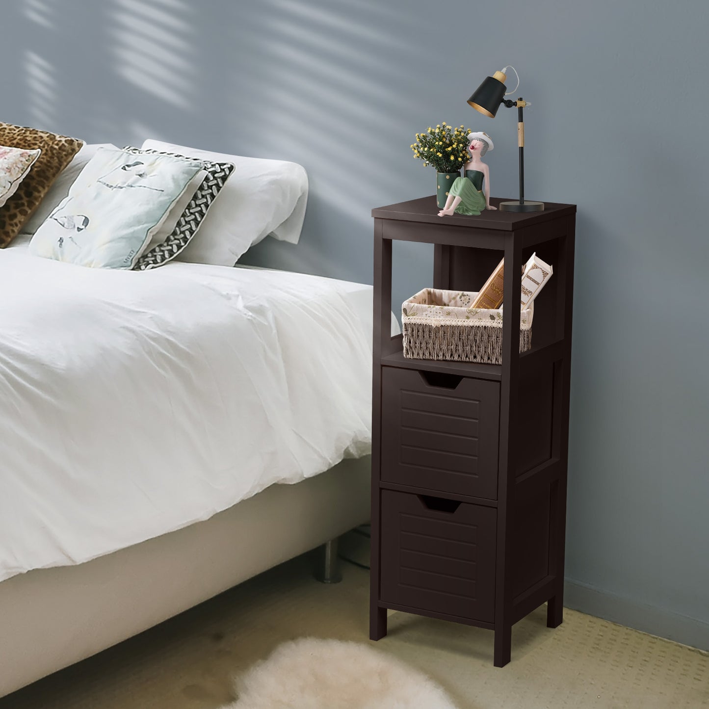 Elegant Wooden Bathroom Floor Cabinet with Multifunctional Storage & Organizer