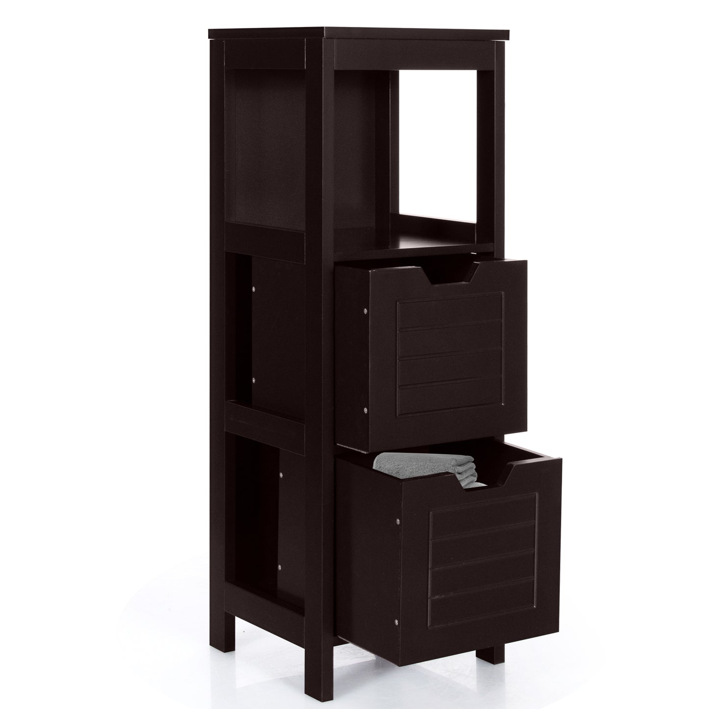 Elegant Wooden Bathroom Floor Cabinet with Multifunctional Storage & Organizer