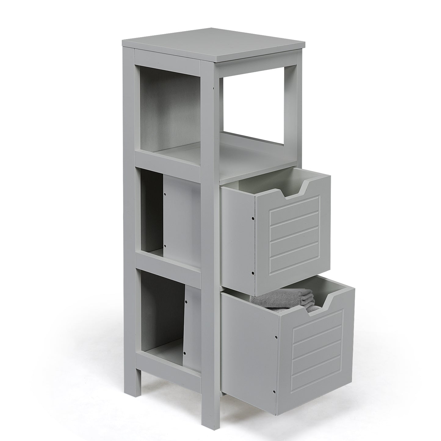 Elegant Wooden Bathroom Floor Cabinet with Multifunctional Storage & Organizer
