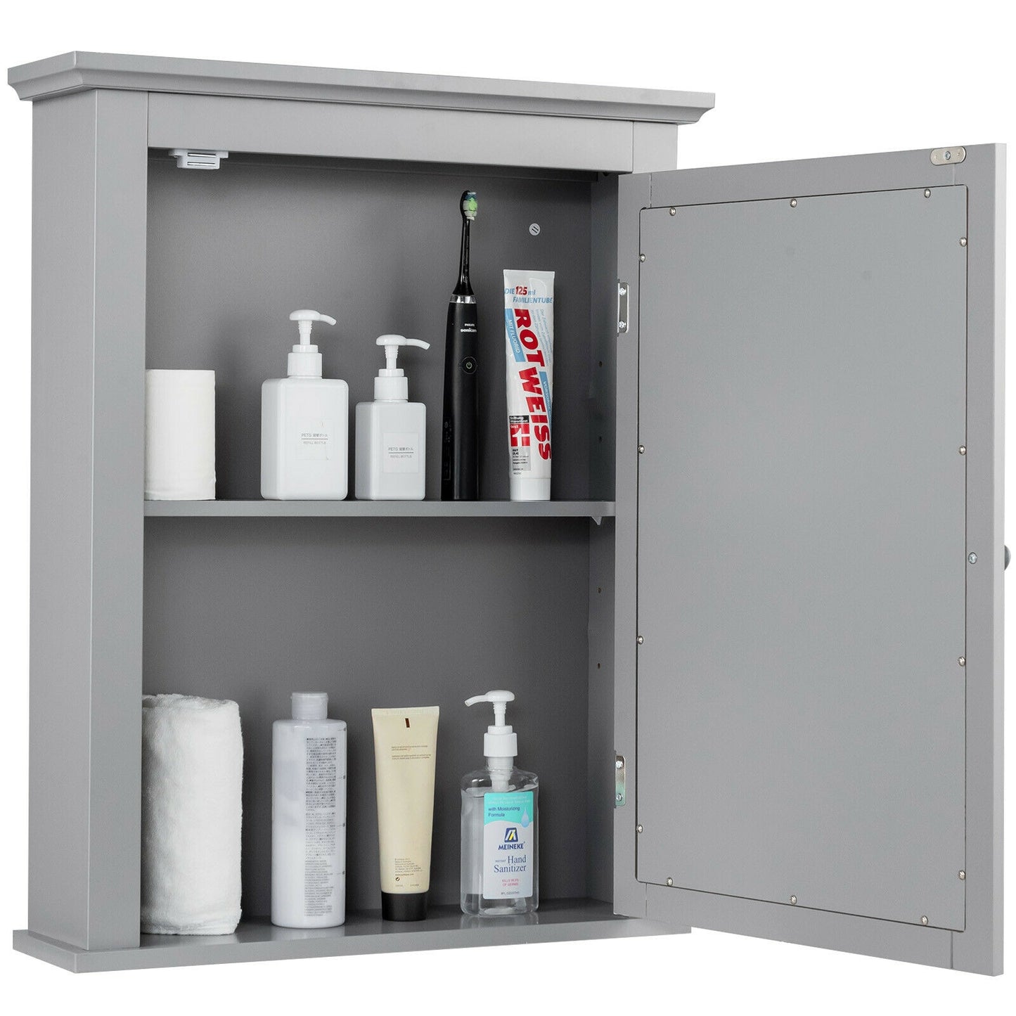 Wall-Mounted Bathroom Mirror Cabinet with Adjustable Shelves